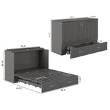 AFI, Southampton Murphy Bed Chest Queen with 6" Mattress, Storage Drawer & Built-in USB Charger, Grey AFI