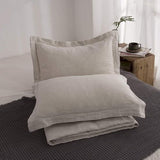 Simple&Opulence 100% Linen Duvet Cover Set with Embroidery Border Washed - 3 Pieces (1 Duvet Cover with 2 Pillow Shams) with Button Closure Soft Breathable Farmhouse - Linen, Full Size Simple&Opulence