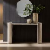 WILLIAMSPACE 53.13" Curved Console Table with Faux Mars Marble Pattern, Modern Wooden Hallway Table Narrow Entryway Table Accent Sofa Table for Living Room, Foyer, Corridor, Beige WILLIAMSPACE