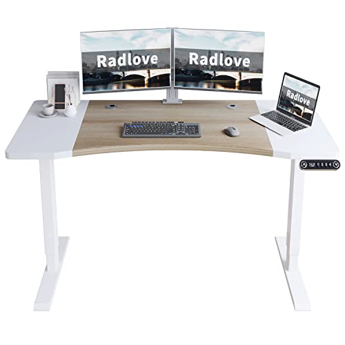 Radlove Dual Motor Height Adjustable Standing Desk, 63 x 30 Height Adjustable Computer Desk Sit Stand Desk Home Office Desks with Splice Board 265 lb Load Capacity White Frame + White Top Radlove