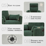 Lexicon Modern Swivel Glider Recliner Chair - Quiet 360 Swivel Chair, Durable Microfiber Upholstered, 2 Pillows, Manual Reclining for Living Room, Small Spaces, Nursery, Apartment, Bedroom, Green