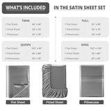 Lux Décor 3-Piece Twin Satin Sheet Set– Luxury Silky Soft 100% Polyester Woven Fabric, Deep Pocket Fitted Sheet – Smooth & Breathable Bedding with Pillowcase (Dark Grey) LDC LUX DECOR COLLECTION