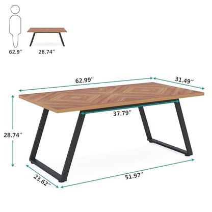 Tribesigns 63 Inches Executive Office Desk, Large Computer Desk with Thickened Frame, Modern Simple Study Writing Table Workstation Desk for Home Office, Living Room, Brown and Black - WoodArtSupply