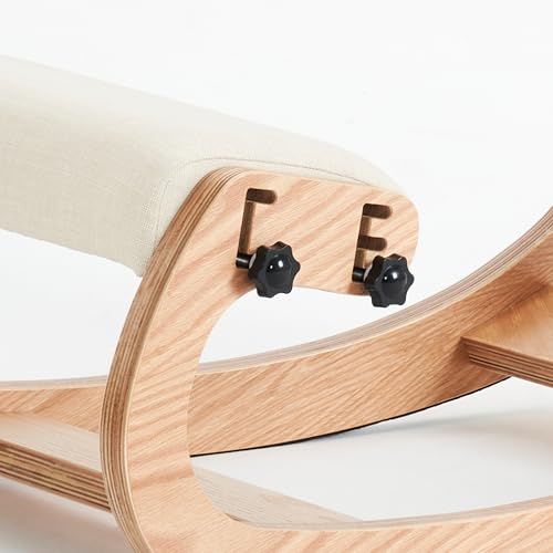 HoeuThien Ergonomic Kneeling Chair, Adjustable Rocking Office Chair Wooden Knee Chair Posture Chair for Home Office Back Pain Relief, Beige HoeuThien