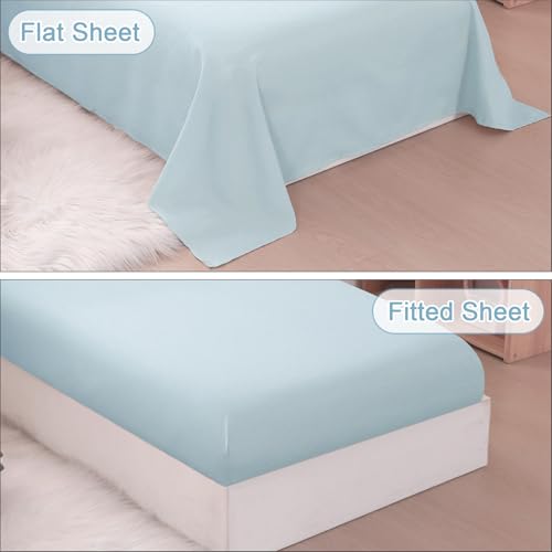 Wowelife Toddler Comforter for Girls Blue Toddler Bedding Set 4 Pieces Double Ruffles Comforter Sets, Cozy and Tender Bedding Includes Comforter, Fitted Sheet, Flat Top Sheet and Pillowcase Wowelife