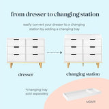 DaVinci Marley 6-Drawer Double Dresser in White Finish and Natural Legs DaVinci