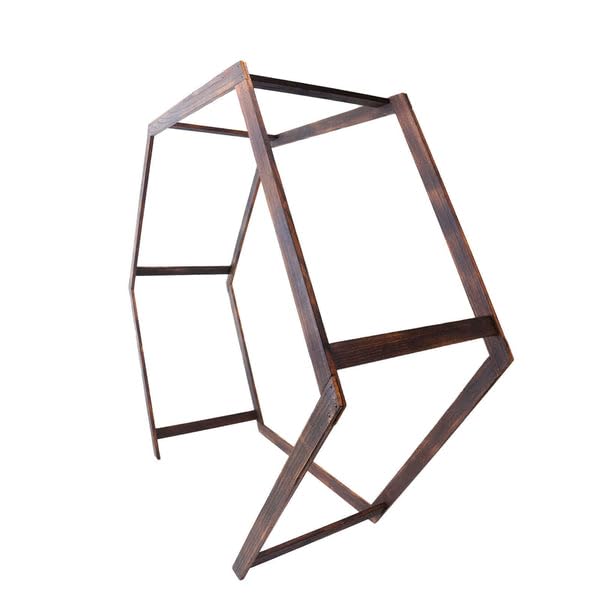Tableclothsfactory 7FT Rustic Elegant Hexagonal Wooden Backdrop Stand | Heavy Duty Dark Brown Double Sided Wedding Arch Stand Tableclothsfactory