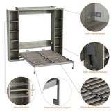 Rophefx Queen Murphy Bed Cabinet with 5-Tier Adjustable Storage Shelves, Queen Wall Bed Cabinet Bed, Wood Space Saving Beds, Foldable Platform Beds, Hidden Bedframe for Guest Room, Bedroom,Grey Rophefx