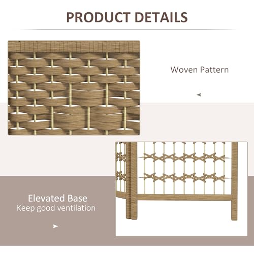 HOMCOM 4 Panel Room Divider, Folding Privacy Screen, 5.6' Room Separator, Wave Fiber Freestanding Partition Wall Divider, Natural HOMCOM