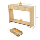 Entryway Table with Storage, Narrow Console Table with Drawers, 43.3' Couch Table Behind Sofa Long and Skinny for Living Room TV, Hallway Entrance Foyer, Mid Century Modern Boho Fluted Console Table affeivul