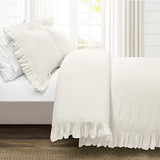 Lush Decor Reyna Ruffle Cotton Duvet Cover Set 3 Piece Set Full/ Queen, White - Queen Size Bedding Set - White Duvet Queen- Ruffled Bedding - Coquette Decor Lush Decor