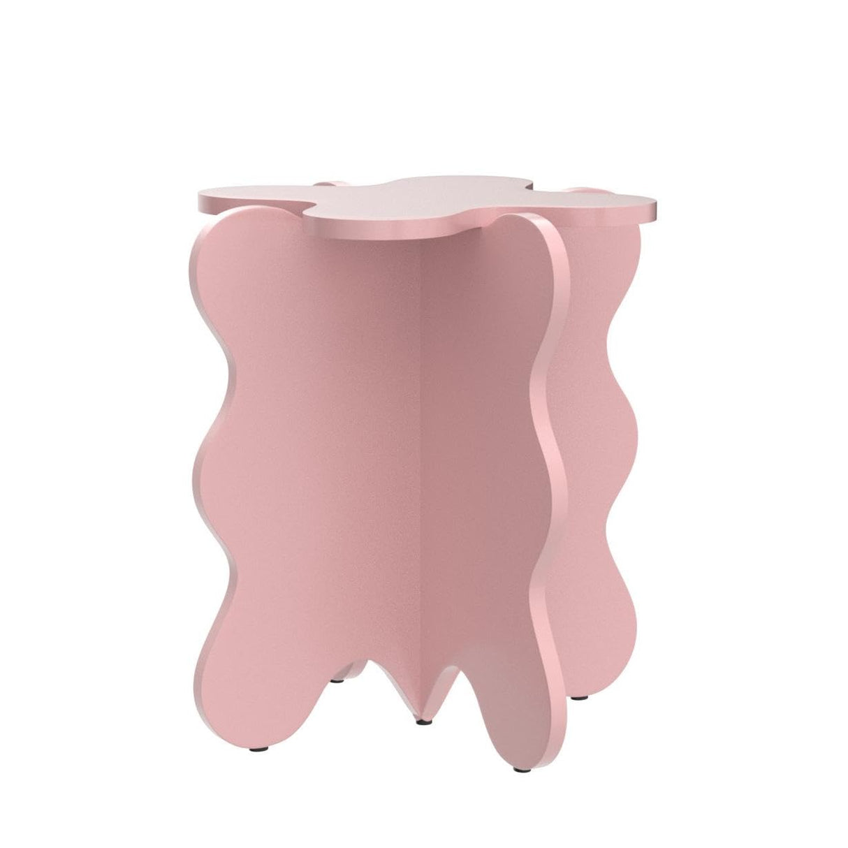 XBAOMING Coffee Table, Mini Petal Coffee Table Cartoon Solid Wood Wave Side Table Simple Bedroom Bedside Colored Small Table,Pink XBAOMING