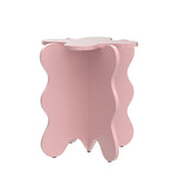XBAOMING Coffee Table, Mini Petal Coffee Table Cartoon Solid Wood Wave Side Table Simple Bedroom Bedside Colored Small Table,Pink XBAOMING