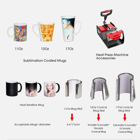 ZZBSOD Heat Press Machine Pro 8 in 1 Heat Press Combo 15'' X 12'' Swing Away Digital Heat Transfer Machine for T-Shirts Mug Cap Plate ZZBSOD