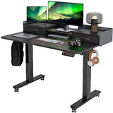 Claiks Standing Desk with Drawers, Stand Up Electric Standing Desk Adjustable Height, Sit Stand Desk with Storage Shelf and Splice Board, 48 Inch, Black Claiks