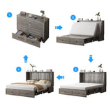 PUREMIND Cabinet Bed - Queen Murphy Bed with Mattress Included - Murphy Bed Queen with Storage Drawers, USB Charging Station, Headboard, Space Saving Wallbed for Guest Room and Small Space PUREMIND