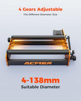 ACMER M2 Laser Rotary Roller, Laser Engraver Y-axis Rotary 360° Roller with 4-138mm Engraving Space for Engraving Cylindrical Objects, Ring, Suitable for ACMER P1, P2 and Most Laser Engraver ACMER