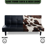 GLENLCWE Cow Print Futon Cover Brown Stretch Armless Sofa Cover with Elastic Bottom Fitted Sofa Bed Slipcovers for Living Room Anti Slip RV Couch Protector Couch Slipcover GLENLCWE
