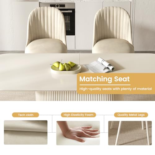 Guyii 86.61" Oval Dining Table Set with 8 Chairs, Modern Kitchen Table Set, Indoor Rectangular Dining Room Table for Kitchen, Bar, Living Room, Breakfast Nook, Cream White Guyii