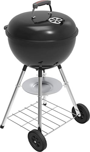 Megamaster Premium Charcoal Grill, 18" Heavy Duty Charcoal Kettle Grill, Outdoor Cooking, Camping Patio, Backyard, Tailgating, Black