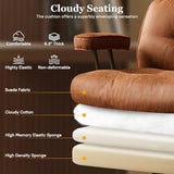 Mid Century Modren Big and Tall Office Chair,Large Ergonomic Executive Chair for Heavy Duty People, Computer Desk Task Chair with Wheels, Faux Lether Fabric Wide Chair for Home Sturdy,Brown(Suede) ALTRIGUS