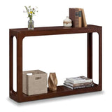 Giantex 47" Wood Console Table, 2-Tier Mid Century Modern Entryway Table w/Storage Shelf, Narrow Sofa Table w/Solid Rubber Wood Frame, Behind Couch Table for Hallway, Living Room, Foyer Giantex