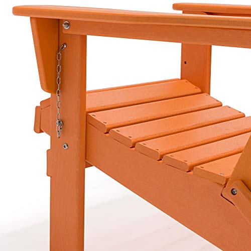 WestinTrends Outdoor Adirondack Chair, Plastic Fire Pit Chair, Weather Resistant Folding Patio Lawn Chair for Outside Deck Garden Backyard Balcony, Orange WestinTrends
