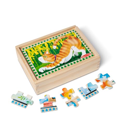 Melissa & Doug Pets 4-in-1 Wooden Jigsaw Puzzles in a Storage Box (48 pcs) - FSC Certified Melissa & Doug