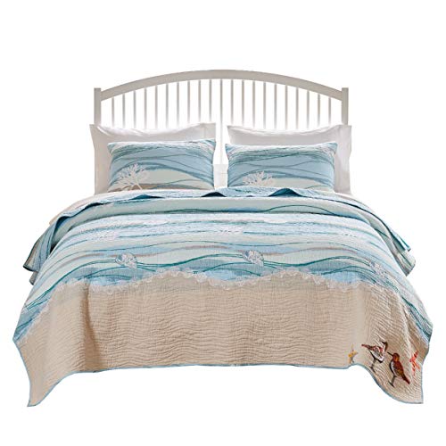 Greenland Home Maui Embroidered Coastal Quilt Set, King/California King (3-Piece) Greenland Home Fashions