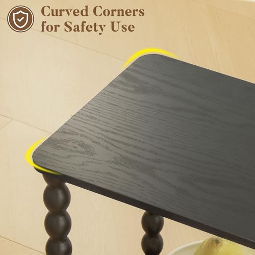 Fultyle Black Side Table, Small End Table with 2-Tier Shelf, Vintage Night Stand with Storage for Bedroom Living Room, Small Spaces (Black) Fultyle