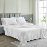 Pure Bedding Bed Sheets - King Sheet Set [6-Piece, Heather White] - Hotel Luxury 1800 Brushed Microfiber - Soft and Breathable - Deep Pocket Fitted Sheet, Flat Sheet, Pillow Cases Pure Bedding