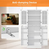 Jehiatek 64” Kitchen Pantry Storage Cabinet, Tall Kitchen Pantry Cabinets with Doors and Shelves, Food Pantry Cabinet Buffet Cupboards for Bedroom Jehiatek