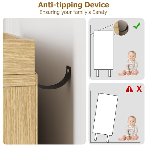 GarveeHome Shoe Cabinet Rattan with 3 Flip Drawers and 4-Tier Shoe Storage Cabinet, Freestanding Shoe Organizer with Adjustable Shelves for Entryway, Closet, Hallway (Light Oak) GarveeHome