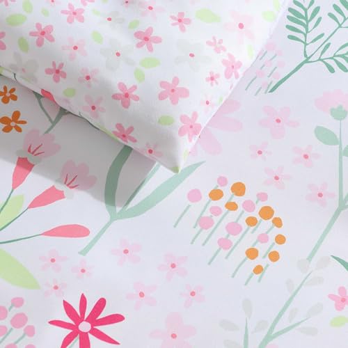 Laura Ashley - Kids Comforter Set, 100% Super Soft Toddler Bedding with Matching Sham & Bonus Decorative Pillow, Ideal Girl Room Essentials (Sunshine Flowers Pink, Twin) Laura Ashley