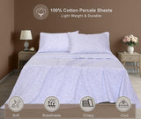 ZOYER 100% Cotton Sheets – Full Size Percale Bedding, Cooling & Breathable, Durable with a Crisp, Soft & Comfortable Feel, 16" Deep Pocket, 4-Piece Set, Blue Autumn ZOYER