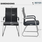 Okeysen Office Guest Chairs Set of 6, Modern Leather Reception Chairs with Mid Back & Sled Base, No-Wheel Desk Chairs for Waiting Room & Conference Room