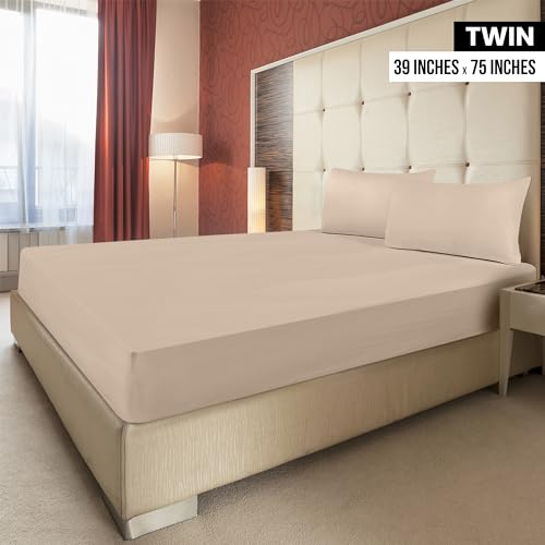 Utopia Bedding Twin Fitted Sheets - Bulk Pack of 6 Bottom Sheets - Soft Brushed Microfiber - Deep Pockets - Shrinkage & Fade Resistant - Easy Care (Beige) Utopia Bedding
