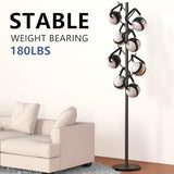 Durmmur Heavy Duty Coat Rack with Natural Marble Base, Freestanding Metal Coat Stand with 8 Hooks, Modern Stable Coat Hanger Tree for Bags, Jacket, Clothes, and Hats, Black Metal Durmmur