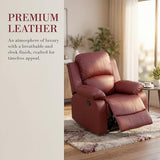Trygoal Single Leather Manual Recliner Chair, Oversized Lazy Boy Recliner with Home Theater Seating, Breathable Living Room Reclining Chair for Adults Reading, Gaming, Relax, Red