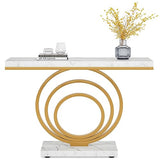 LITTLE TREE 41-Inch Modern Console Table, Gold Entryway Table for Living Room, Hallway, Entry, Gold + White LITTLE TREE