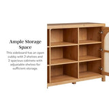 Walker Edison Boho Arched Rattan 2-Door Sideboard, 58 Inch, English Oak Walker Edison