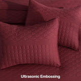 HORIMOTE HOME Burgundy Red Twin Size Quilt Set - Soft Microfiber Bedspread with 1 Sham, Lightweight & All-Season Geometric Coverlet for Cozy Bedding HORIMOTE HOME