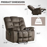 HAOMARKETS Oversized Electric Recliner Chair with Massage and Heat, 41" Wide Power Reclining Chairs with USB Port, Breathable Fabric Overstuffed Reclining Sofa for Living Room Bedroom (No Lift)