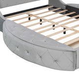 Bellemave Velvet Upholstered Queen Platform Bed with Storage, Queen Size Bed Frame with Headboard, 1 Big Drawer and 2 Side Storage Stool, Strong Wooden Slats/Easy Assembly (Grey) Bellemave