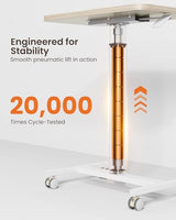 ErGear Mobile Small Standing Desk, Enhanced Adjustable Height Computer Workstations, Portable Rolling Laptop Desk with 4 Lockable Wheels for Home Office & Classroom, Light Walnut ErGear