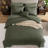 Geniospin Dark Olive Green Full Comforter Set - 7 Pieces Comforter Full Size, Solid Bedding Set for All Season, Textured Bed in a Bag with Sheets Geniospin