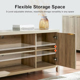 OAKHAM HOME Fluted TV Stands for Living Room, Heavy Duty Entertainment Center with Storage, Mid Century Modern Television Stands for 50/55/60/65 TV, Oxford Media TV Console (Sunwashed Ash Oak) OAKHAM HOME