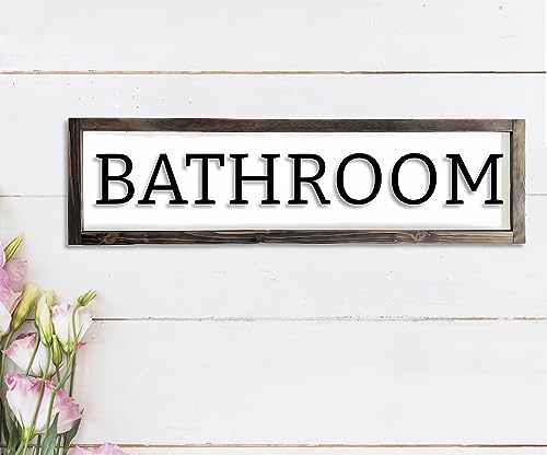 Dazingart Bathroom Sign Wall Decor, Farmed Bathroom Wall Art Farmhouse Bathroom Sign Wood Hanging Plque Decorative for Bathroom (Bathroom)