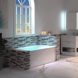 WOODBRIDGE 60" Acrylic Rectangular Alcove Soaking Bathtub in White with Left Drain, Brushed Nickel pop-up Drain Included, LB428-L WOODBRIDGE