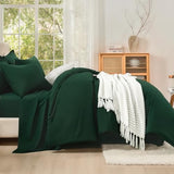 Litanika Full Size Comforter Sets Dark Emerald Green - 7 Pieces Bed in a Bag Full Bedding Comforter Sets, Solid Lightweight Bed Set with Comforter, Sheets, Pillowcases & Shams